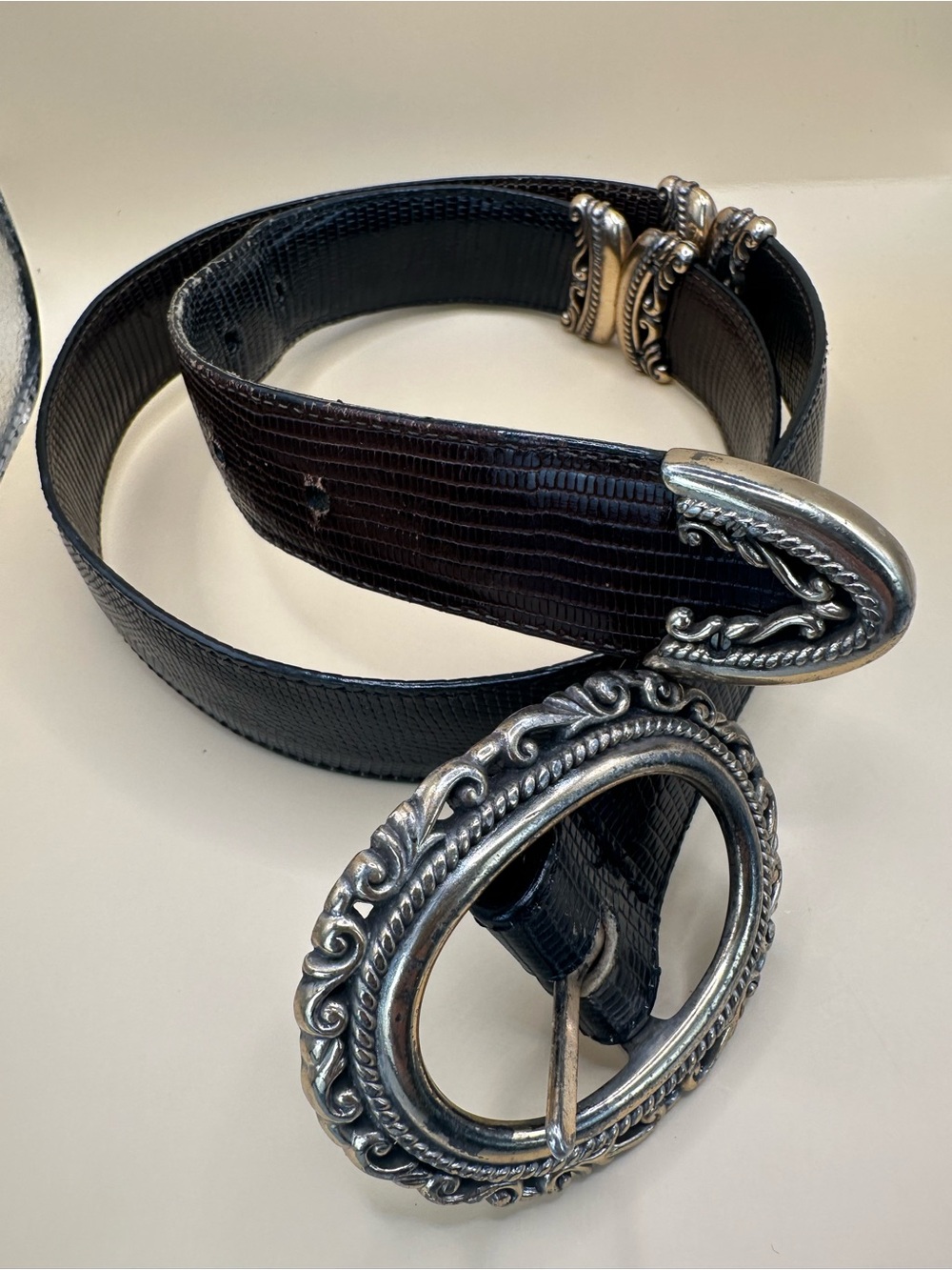 Vtg 90s Brighton 36201 2-Tone Reversible Brown Black Leather Western Ranger Belt